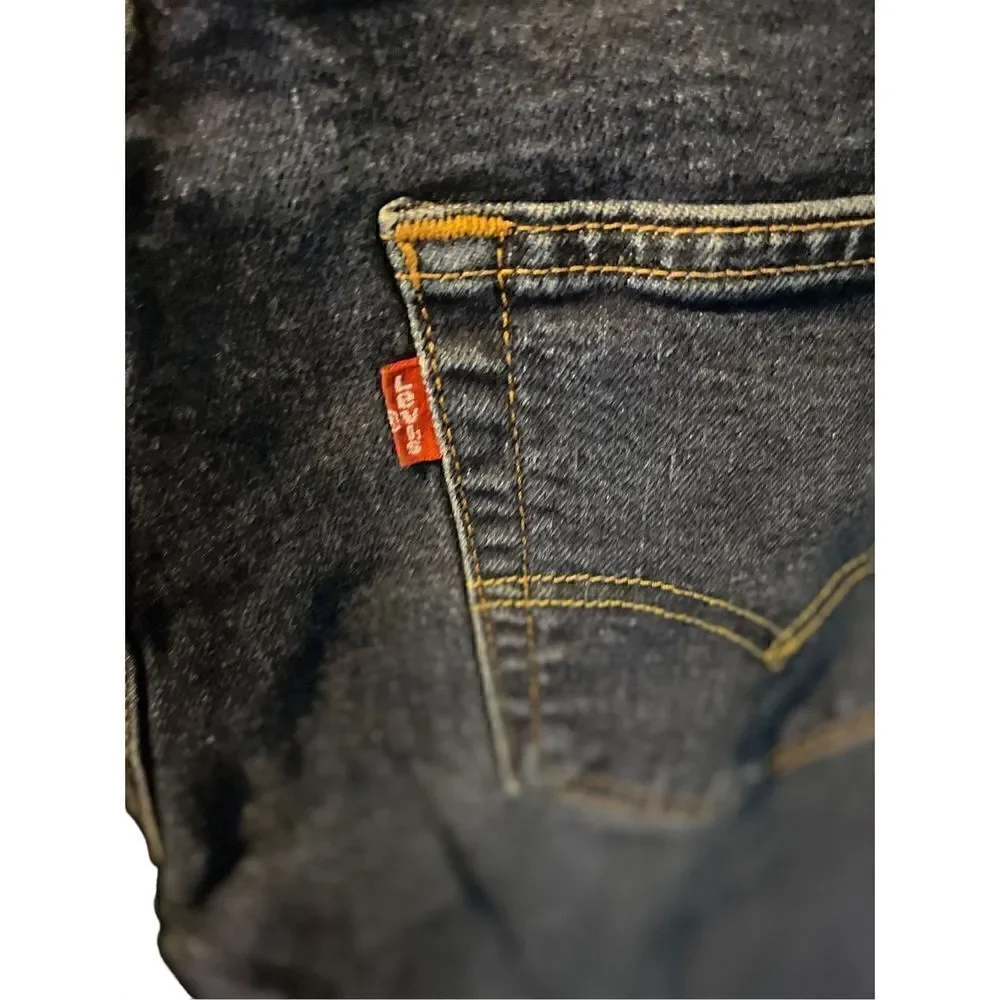 Levis Men's Blue Mid Rise Full Length Dark Wash Slim Fit Denim Jeans Size 31x32